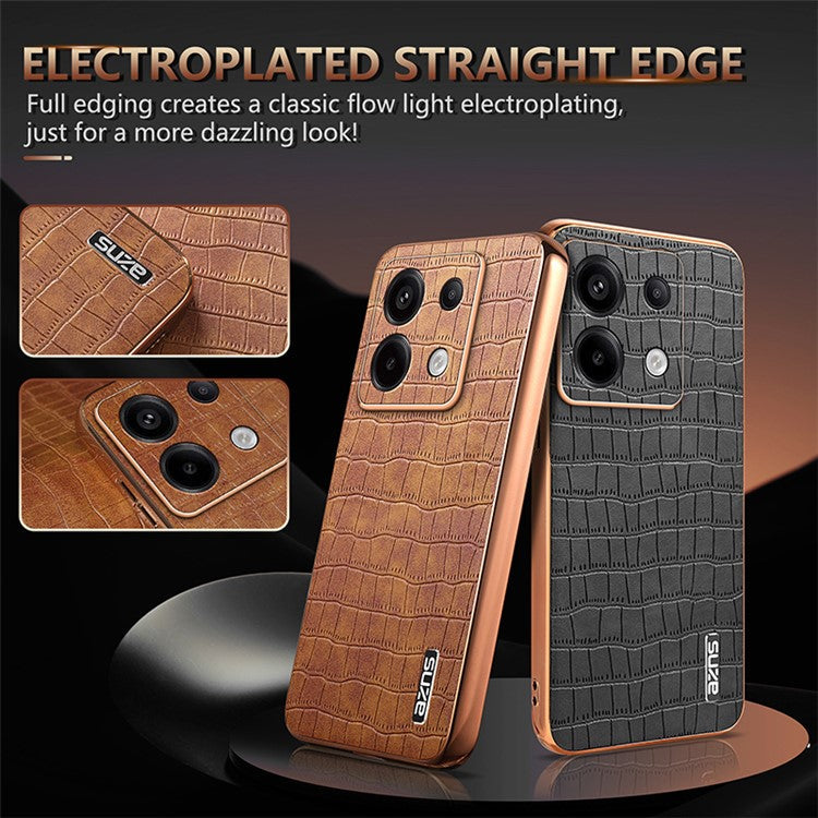 AZNS For Xiaomi Redmi Note 13 Pro 5G / Poco X6 5G Case PU Leather Back Cover Electroplating Edge - Blue