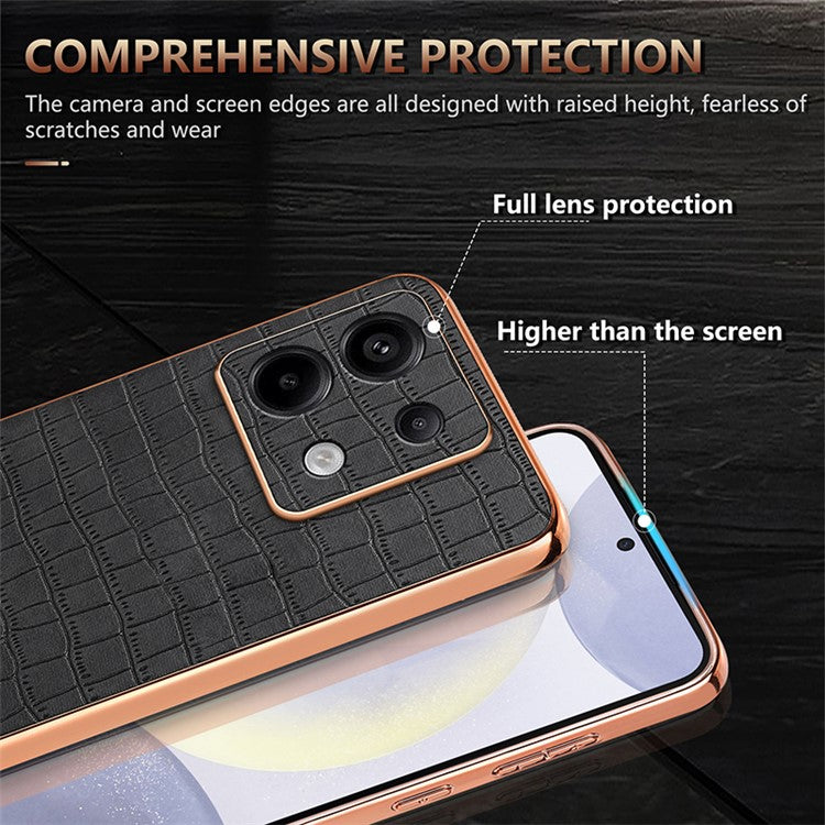 AZNS For Xiaomi Redmi Note 13 Pro 5G / Poco X6 5G Case PU Leather Back Cover Electroplating Edge - Blue