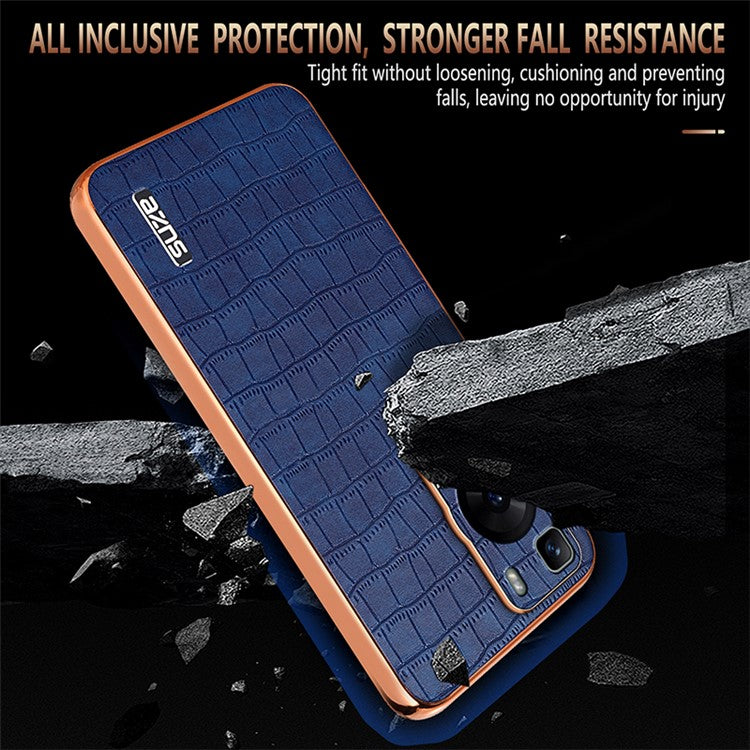 AZNS For Huawei P60 / P60 Pro Case Crocodile Texture Leather Coated TPU Phone Cover - Green