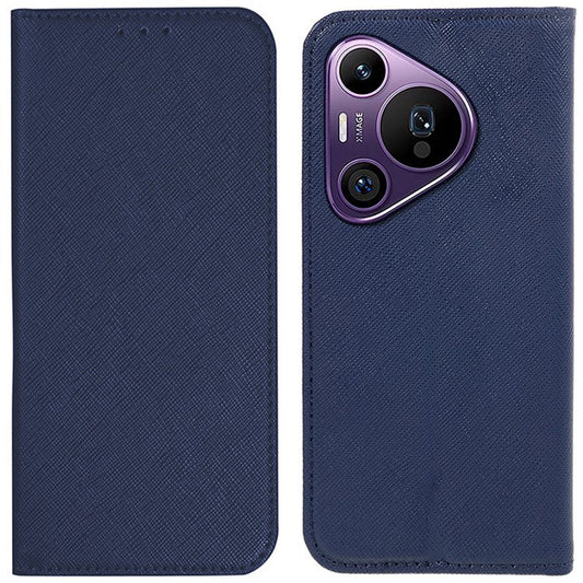 For Huawei Pura 70 Pro / Pura 70 Pro+ Case Cross Texture Leather Phone Cover Magnetic Closure - Dark Blue