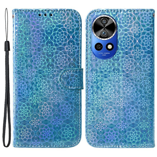 For Huawei nova 12 Pro 5G / 12 Ultra 5G Case Anti-Drop Dazzling Flower Leather Phone Cover - Blue