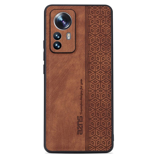 AZNS Anti-fall Phone Case for Xiaomi 12 Lite 5G, Stylish Pattern Imprinted PU Leather+TPU Phone Protective Shell - Brown