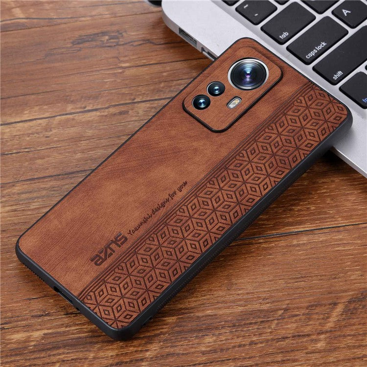 AZNS Anti-fall Phone Case for Xiaomi 12 Lite 5G, Stylish Pattern Imprinted PU Leather+TPU Phone Protective Shell - Brown