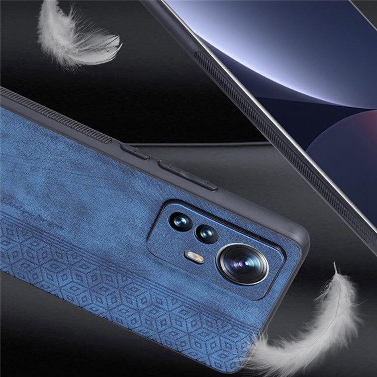 AZNS Anti-fall Phone Case for Xiaomi 12 Lite 5G, Stylish Pattern Imprinted PU Leather+TPU Phone Protective Shell - Blue