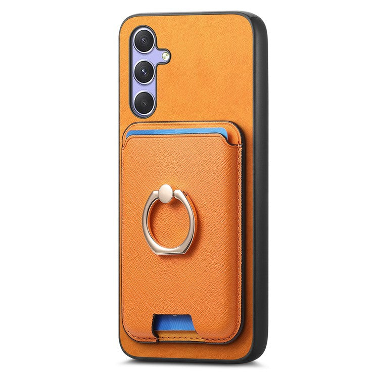 For Samsung Galaxy A54 5G Case Leather+TPU Phone Cover Compatible with MagSafe - Orange