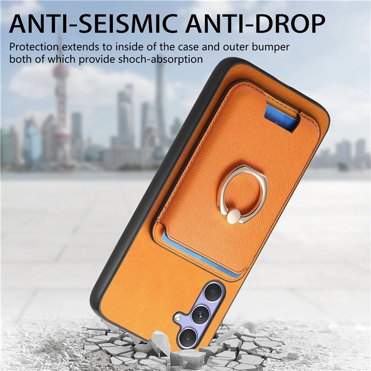 For Samsung Galaxy A54 5G Case Leather+TPU Phone Cover Compatible with MagSafe - Orange