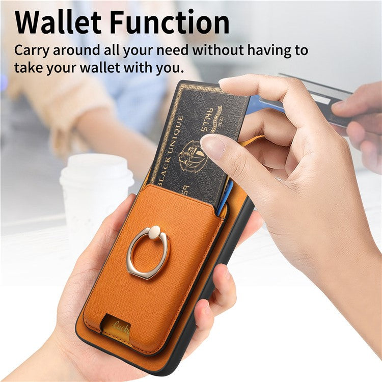 For Samsung Galaxy A54 5G Case Leather+TPU Phone Cover Compatible with MagSafe - Orange