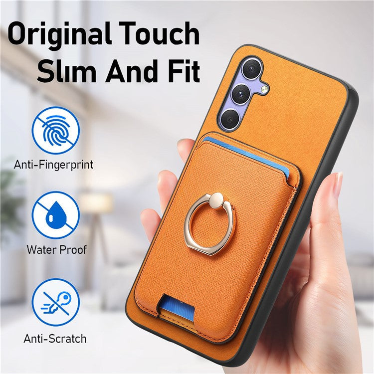 For Samsung Galaxy A54 5G Case Leather+TPU Phone Cover Compatible with MagSafe - Orange