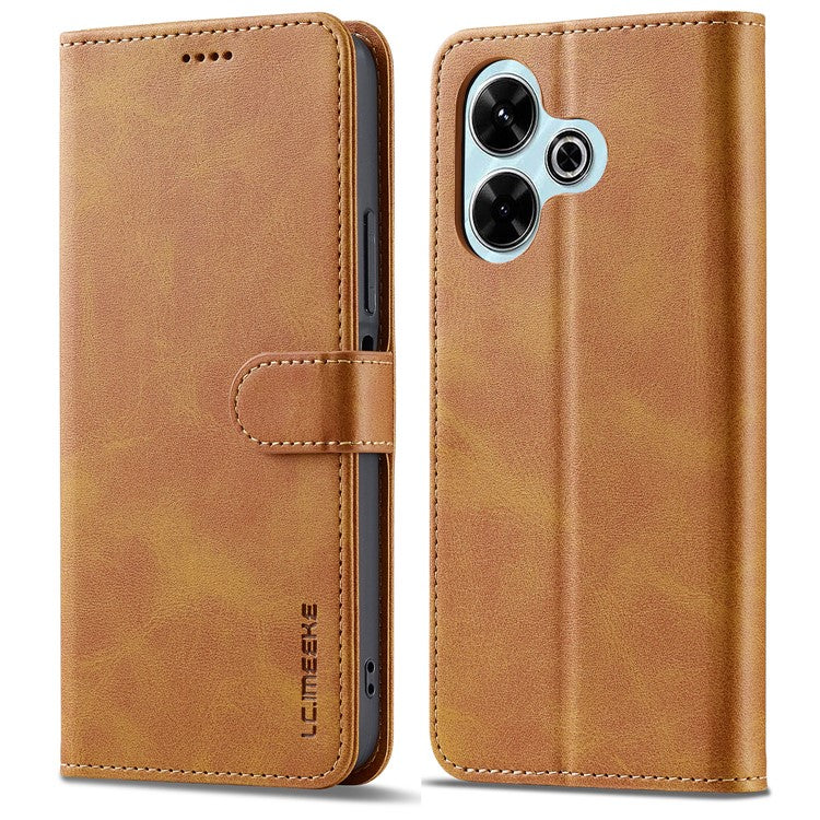 LC.IMEEKE For Xiaomi Redmi 13 5G / 13 4G Case Wallet Calf Texture Leather Phone Cover - Yellow