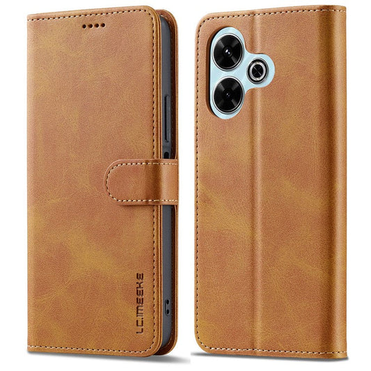 LC.IMEEKE For Xiaomi Redmi 13 5G / 13 4G Case Wallet Calf Texture Leather Phone Cover - Yellow