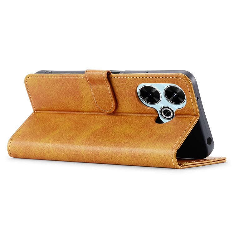 LC.IMEEKE For Xiaomi Redmi 13 5G / 13 4G Case Wallet Calf Texture Leather Phone Cover - Yellow