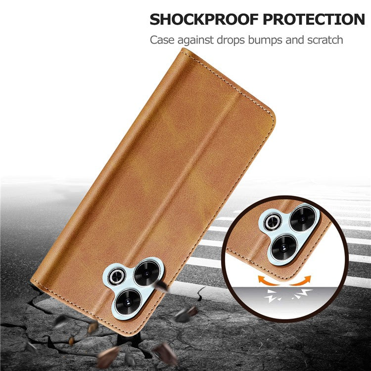 LC.IMEEKE For Xiaomi Redmi 13 5G / 13 4G Case Wallet Calf Texture Leather Phone Cover - Yellow