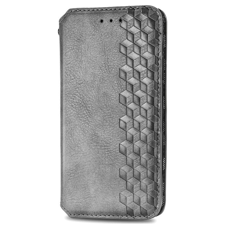 For Samsung Galaxy M55 5G / C55 5G / F55 5G Case Leather Rhombus Folio Flip Phone Cover - Grey