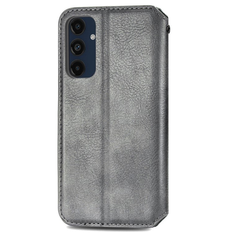 For Samsung Galaxy M55 5G / C55 5G / F55 5G Case Leather Rhombus Folio Flip Phone Cover - Grey