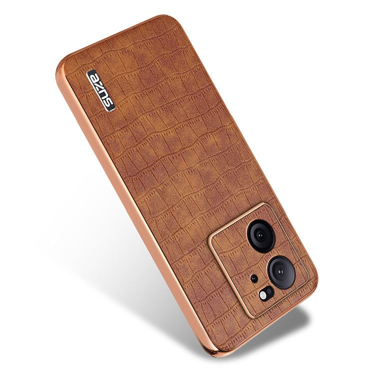 AZNS For Xiaomi Redmi K60 Ultra / 13T / 13T Pro Case Crocodile Texture Electroplating PU+TPU Phone Cover - Brown