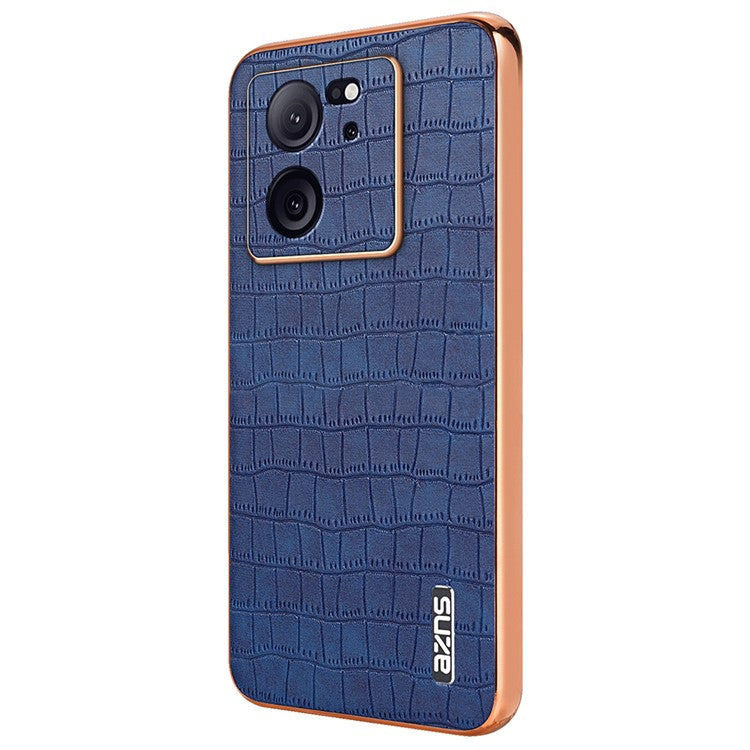 AZNS For Xiaomi Redmi K60 Ultra / 13T / 13T Pro Case Crocodile Texture Electroplating PU+TPU Phone Cover - Blue