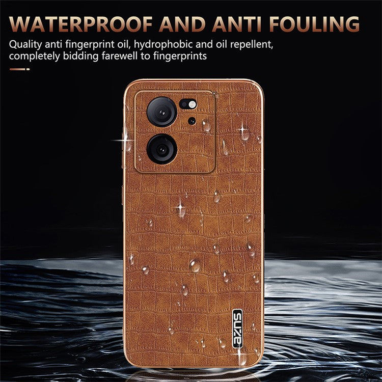 AZNS For Xiaomi Redmi K60 Ultra / 13T / 13T Pro Case Crocodile Texture Electroplating PU+TPU Phone Cover - Blue