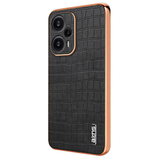 AZNS For Xiaomi Redmi Note 12 Turbo / Poco F5 5G Case Electroplating PU+TPU Phone Cover - Black