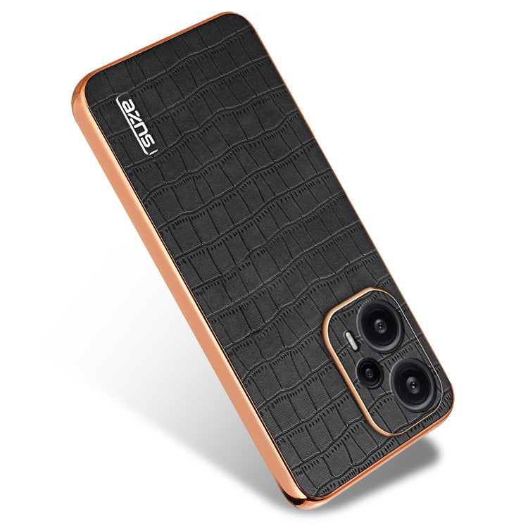 AZNS For Xiaomi Redmi Note 12 Turbo / Poco F5 5G Case Electroplating PU+TPU Phone Cover - Black