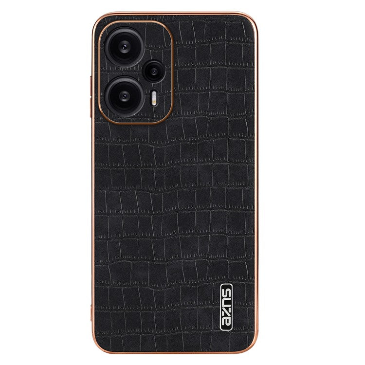 AZNS For Xiaomi Redmi Note 12 Turbo / Poco F5 5G Case Electroplating PU+TPU Phone Cover - Black