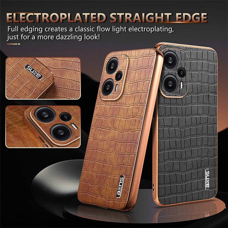 AZNS For Xiaomi Redmi Note 12 Turbo / Poco F5 5G Case Electroplating PU+TPU Phone Cover - Black