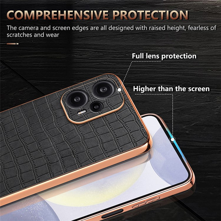 AZNS For Xiaomi Redmi Note 12 Turbo / Poco F5 5G Case Electroplating PU+TPU Phone Cover - Black