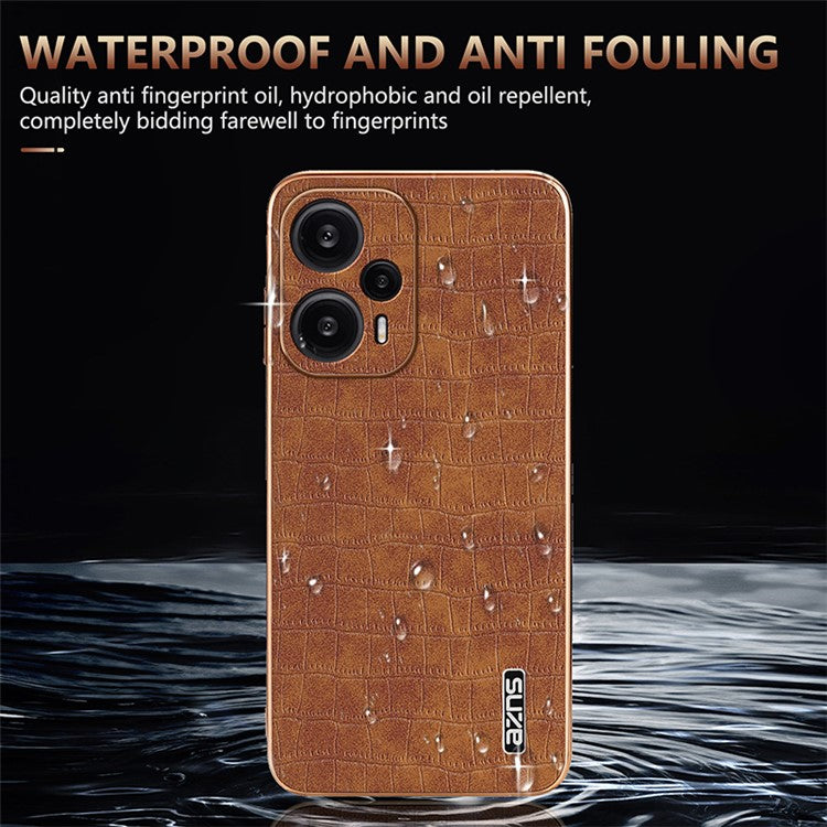 AZNS For Xiaomi Redmi Note 12 Turbo / Poco F5 5G Case Electroplating PU+TPU Phone Cover - Black