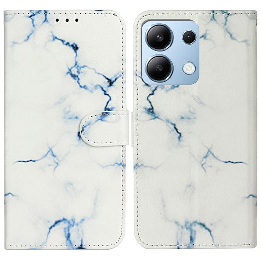 For Xiaomi Redmi Note 13 4G Case Pattern PU Leather Shockproof Flip Phone Cover - White Marble