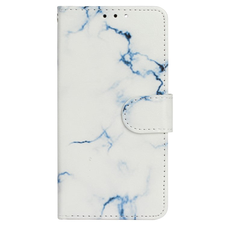 For Xiaomi Redmi Note 13 4G Case Pattern PU Leather Shockproof Flip Phone Cover - White Marble