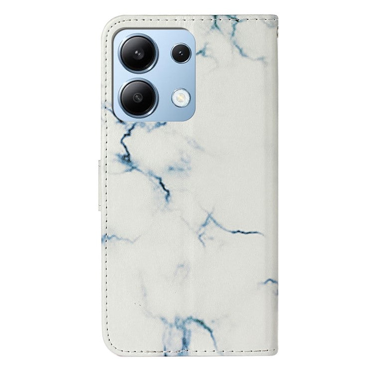 For Xiaomi Redmi Note 13 4G Case Pattern PU Leather Shockproof Flip Phone Cover - White Marble