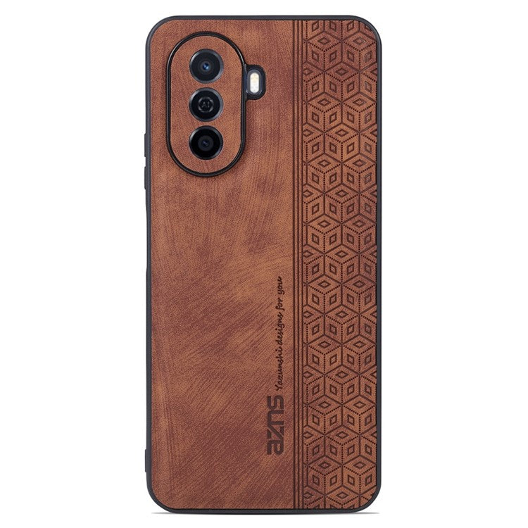 AZNS For Huawei nova Y70 4G / Y70 Plus 4G Imprinted PU Leather Coated TPU Case Anti-scratch Protective Phone Cover - Brown