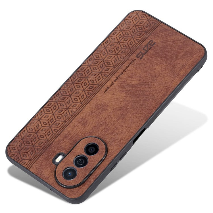 AZNS For Huawei nova Y70 4G / Y70 Plus 4G Imprinted PU Leather Coated TPU Case Anti-scratch Protective Phone Cover - Brown