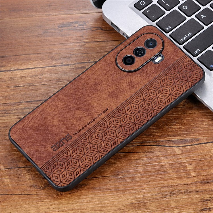 AZNS For Huawei nova Y70 4G / Y70 Plus 4G Imprinted PU Leather Coated TPU Case Anti-scratch Protective Phone Cover - Brown