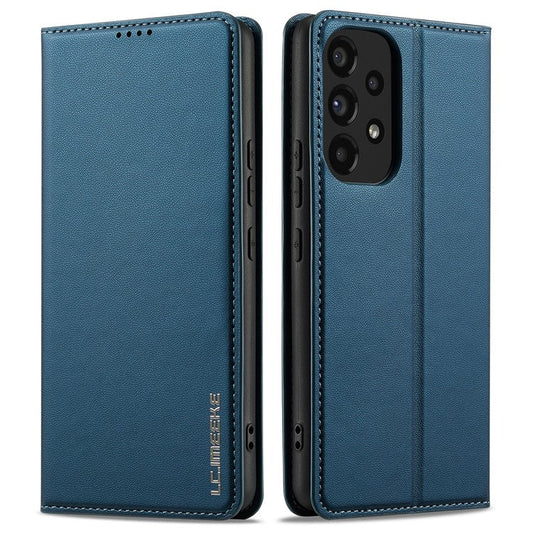 LC.IMEEKE L1 Series for Samsung Galaxy A53 5G Case PU Leather Wallet Stand Protective Phone Cover - Blue