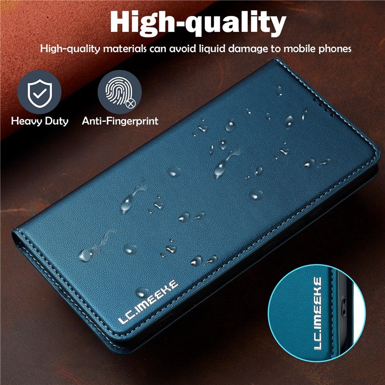 LC.IMEEKE L1 Series for Samsung Galaxy A53 5G Case PU Leather Wallet Stand Protective Phone Cover - Blue