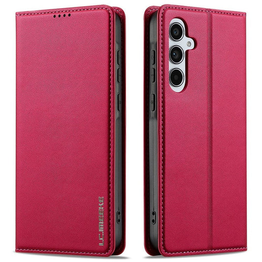 LC.IMEEKE L1 Series for Samsung Galaxy A35 5G Case PU Leather Wallet Stand Protective Phone Cover - Red