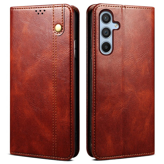 For Samsung Galaxy A16 5G Case Crazy Horse Texture Waxy Leather Wallet Stand Cover - Brown