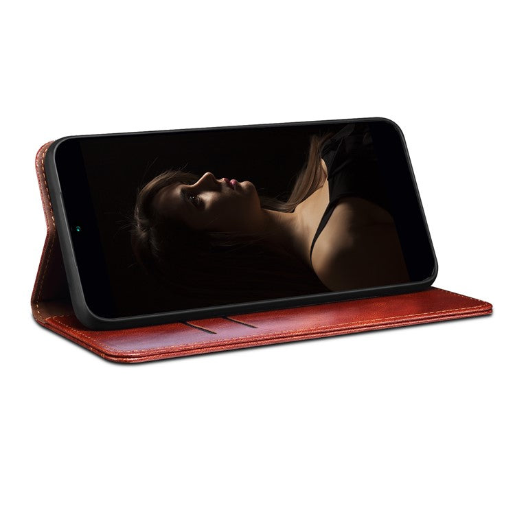 For Samsung Galaxy A16 5G Case Crazy Horse Texture Waxy Leather Wallet Stand Cover - Brown