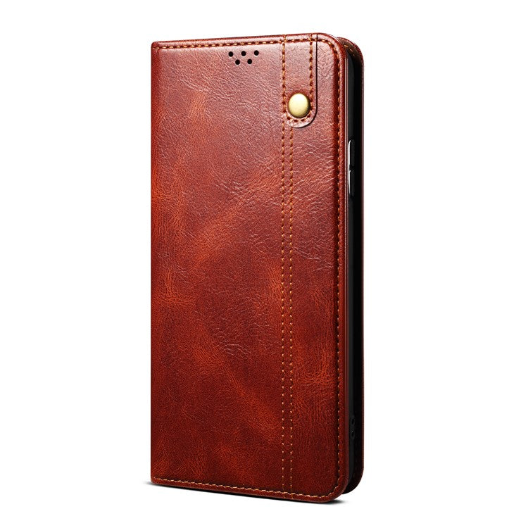 For Samsung Galaxy A16 5G Case Crazy Horse Texture Waxy Leather Wallet Stand Cover - Brown