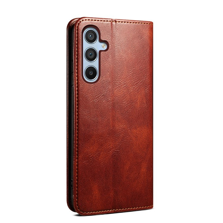 For Samsung Galaxy A16 5G Case Crazy Horse Texture Waxy Leather Wallet Stand Cover - Brown