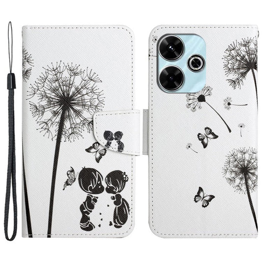 For Xiaomi Redmi 13 4G / 13 5G Case Pattern Printing Protective Leather Folio Phone Cover - Dandelion