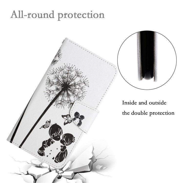 For Xiaomi Redmi 13 4G / 13 5G Case Pattern Printing Protective Leather Folio Phone Cover - Dandelion