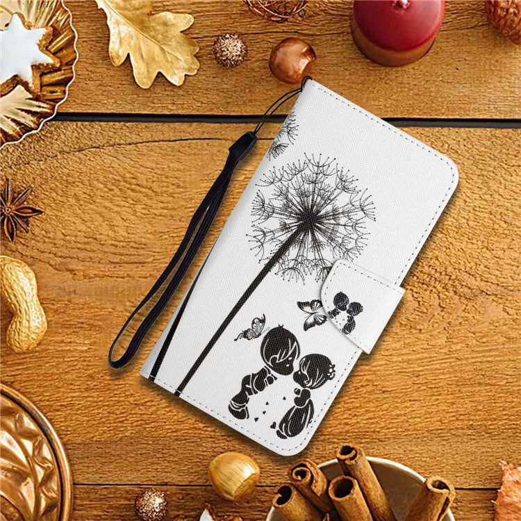 For Xiaomi Redmi 13 4G / 13 5G Case Pattern Printing Protective Leather Folio Phone Cover - Dandelion