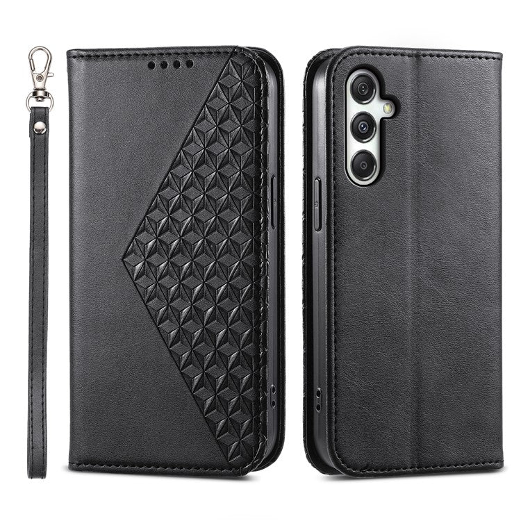 For Samsung Galaxy M35 5G Case Calf Texture PU Leather Phone Cover with Wallet - Black