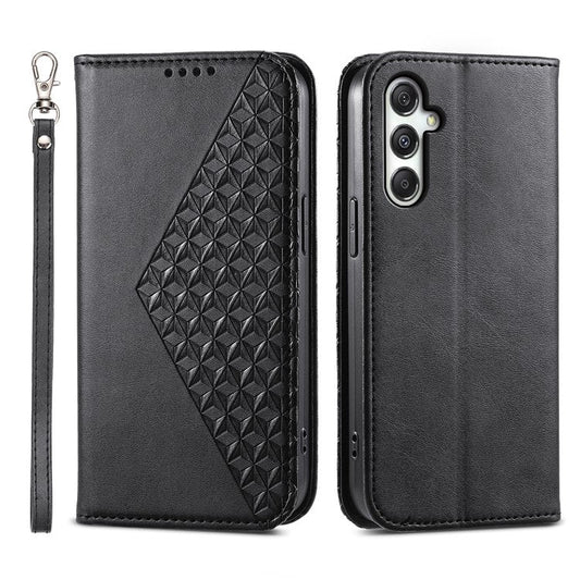 For Samsung Galaxy M35 5G Case Calf Texture PU Leather Phone Cover with Wallet - Black