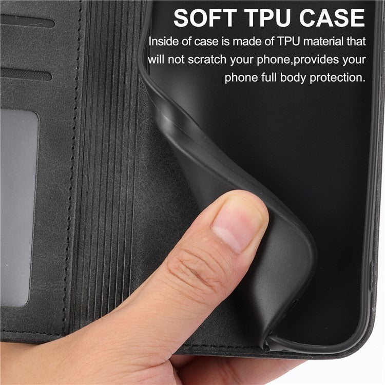 For Samsung Galaxy M35 5G Case Calf Texture PU Leather Phone Cover with Wallet - Black