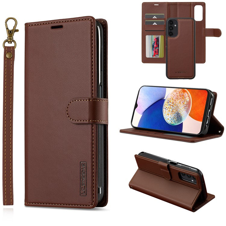LC.IMEEKE L2 Series for Samsung Galaxy A54 5G Case PU Leather Wallet Detachable Magnetic Phone Cover - Brown