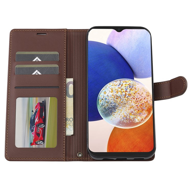 LC.IMEEKE L2 Series for Samsung Galaxy A54 5G Case PU Leather Wallet Detachable Magnetic Phone Cover - Brown
