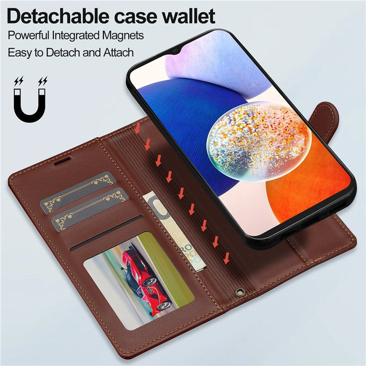 LC.IMEEKE L2 Series for Samsung Galaxy A54 5G Case PU Leather Wallet Detachable Magnetic Phone Cover - Brown