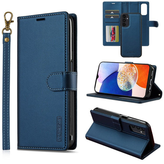LC.IMEEKE L2 Series for Samsung Galaxy A34 5G Case PU Leather Wallet Detachable Magnetic Phone Cover - Blue